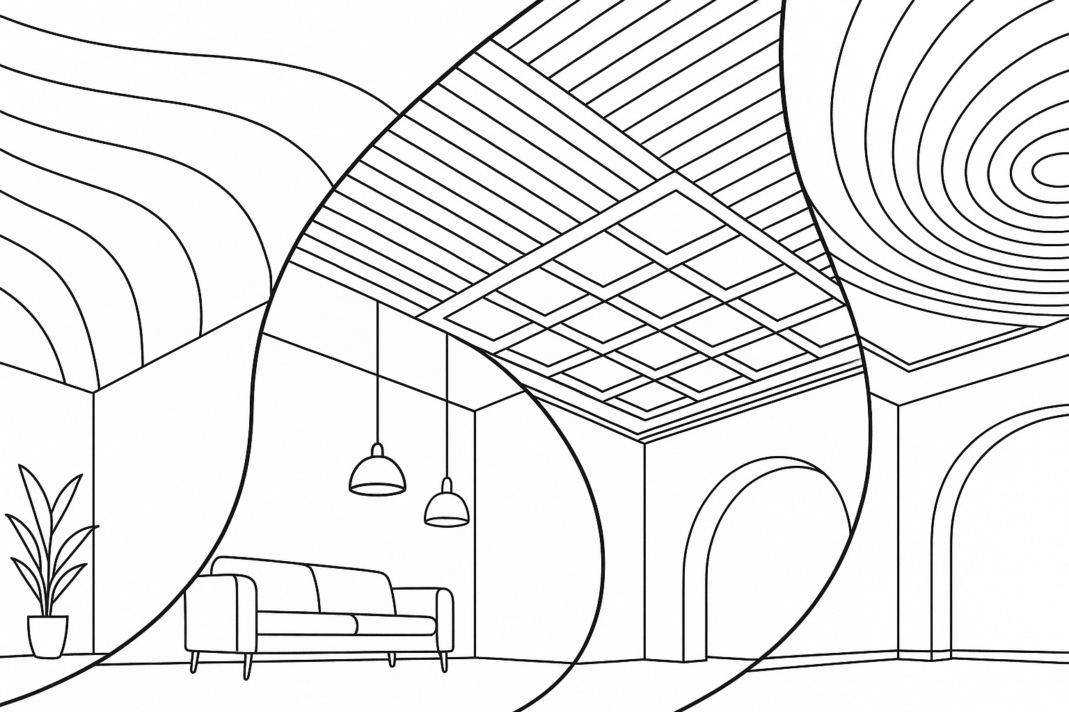 Пример натяжного потолка в интерьере